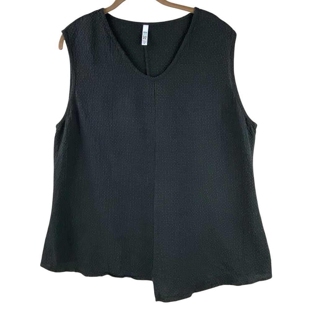 Khangura Black Lagenlook Asymmetric Tank Top Size XL Art To Wear